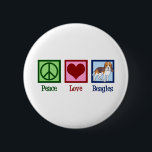 Beagles zur Liebe des niedlichen Friedens Button<br><div class="desc">Niedlich Peace Liebe Beagles Geschenk. Ein cooler Beagle Hundebesitzer Design für die Rasse mit einem Schild und einem Herz. Ich Liebe diese schönen Hunde.</div>