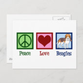 Beagles zur Liebe des niedlichen Friedens Postkarte (Vorne/Hinten)