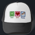 Beagles zur Liebe des niedlichen Friedens Truckerkappe<br><div class="desc">Niedlich Peace Liebe Beagles Geschenk. Ein cooler Beagle Hundebesitzer Design für die Rasse mit einem Schild und einem Herz. Ich Liebe diese schönen Hunde.</div>