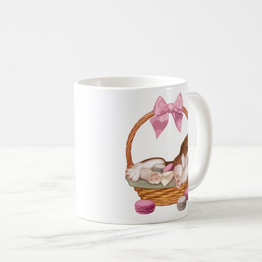 Beaglewelpe und -makronen kaffeetasse (VorderseiteRechts)