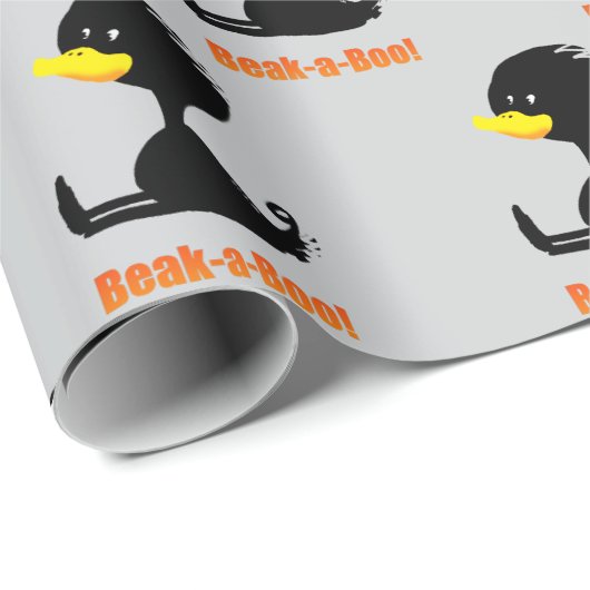 Beak-a-Boo! Cute Cartoon Duck with Funny Pun Geschenkpapier (Rolleneckpunkt)