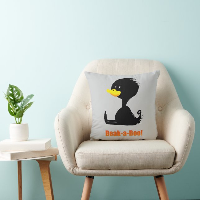 Beak-a-Boo! Cute Cartoon Duck with Funny Pun Kissen (Stuhl )
