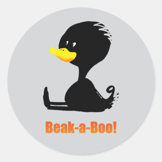 Beak-a-Boo! Cute Cartoon Duck with Funny Pun Runder Aufkleber (Vorderseite)