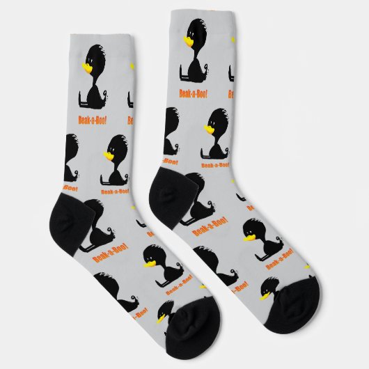 Beak-a-Boo! Niedlicher Cartoon Duck mit Funny Puck Socken (Rechts)
