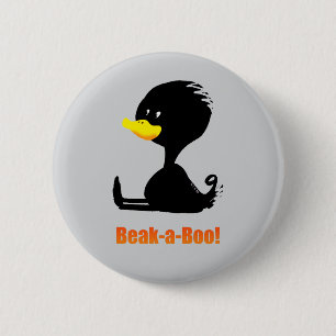 Beak-a-Boo! Süße Cartoon-Ente mit witzigem Wortspi Button