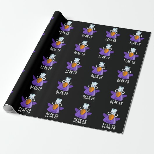 Beak-er Funny Chemistry Pun Dark BG Geschenkpapier (Ungerollt)