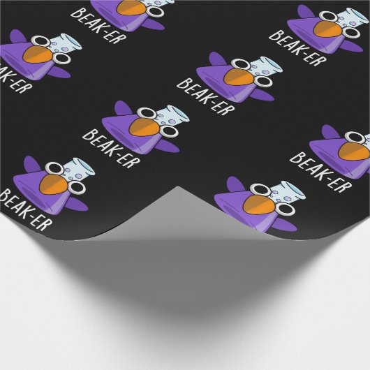 Beak-er Funny Chemistry Pun Dark BG Geschenkpapier (Ecke)