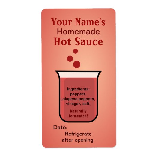 Beaker Personalized Hot Sauce Labels Template (Vorne)
