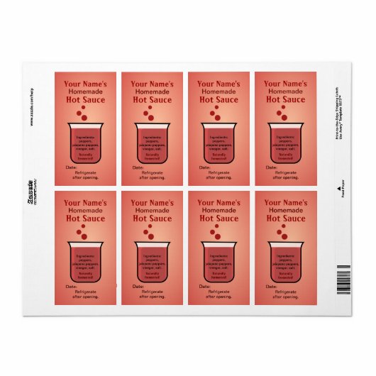 Beaker Personalized Hot Sauce Labels Template (Vorne)