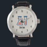 Beaker & Test Tube Science Theme Armbanduhr<br><div class="desc">Eine Uhr mit niedlichem zeichn eines Reagenzglases und eines Bechers. Ideal für Wissenschaftsarten.</div>