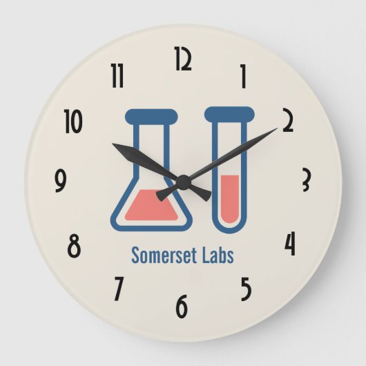 Beaker & Test Tube Science Theme Große Wanduhr (Vorderseite)