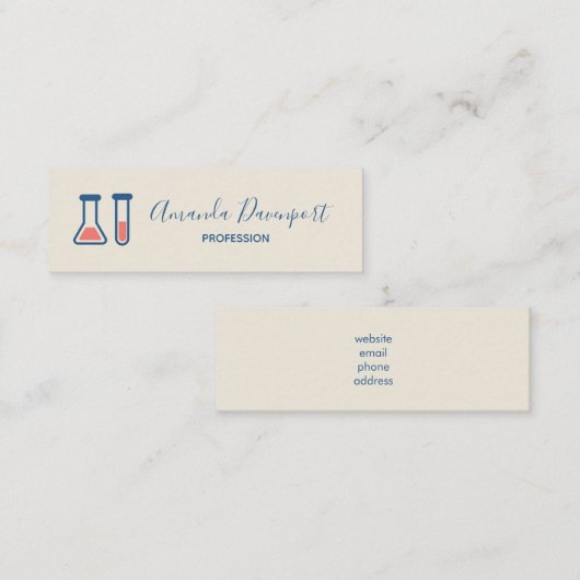 Beaker & Test Tube Science Theme Mini Visitenkarte (Vorne/Hinten)