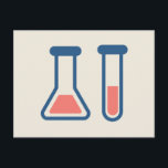 Beaker & Test Tube Science Theme Postkarte<br><div class="desc">Eine Postkarte mit einem niedlichen zeichn eines Reagenzglases und eines Bechers. Ideal für Wissenschaftsarten.</div>