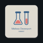 Beaker & Test Tube Science Theme Quadratische Visitenkarte<br><div class="desc">Visitenkarten mit einem niedlichen zeichn von Reagenzglas und Becherglas. Ideal für Wissenschaftsarten.</div>