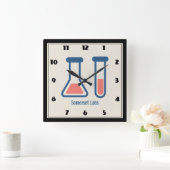 Beaker & Test Tube Science Theme Quadratische Wanduhr (Zuhause)