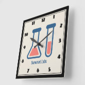 Beaker & Test Tube Science Theme Quadratische Wanduhr (Winkel)