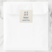 Beaker & Test Tube Science Theme Quadratischer Aufkleber (Tasche)