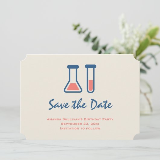 Beaker & Test Tube Science Theme Save The Date (Stehend Vorderseite)