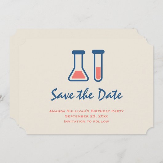 Beaker & Test Tube Science Theme Save The Date (Vorne/Hinten)