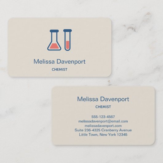 Beaker & Test Tube Science Theme Visitenkarte (Vorne/Hinten)