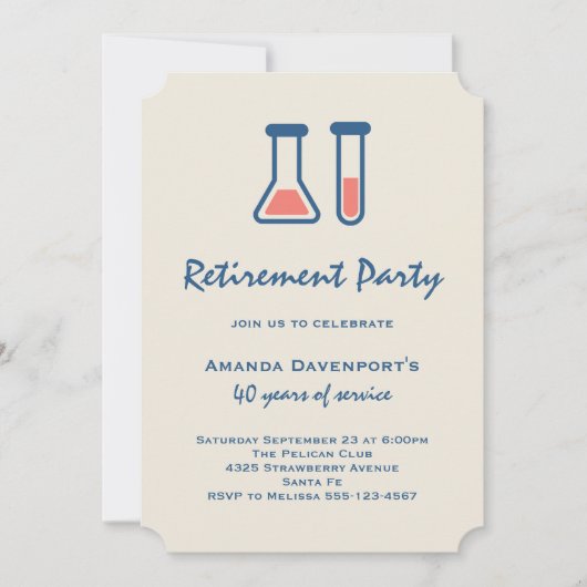 Beaker & Test Tube Science Themed Retirement Einladung (Vorderseite)