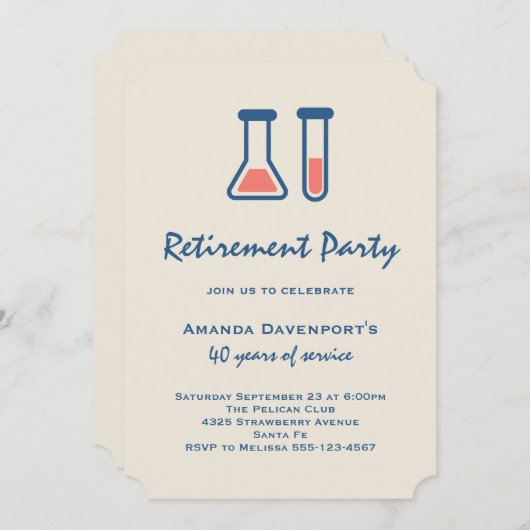 Beaker & Test Tube Science Themed Retirement Einladung (Vorne/Hinten)