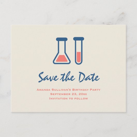 Beaker & Teströhrenwissenschaft Save the Date Einladungspostkarte (Vorderseite)