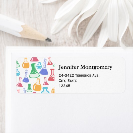 Beakers and Flask Fun Science Pattern Address (Insitu)