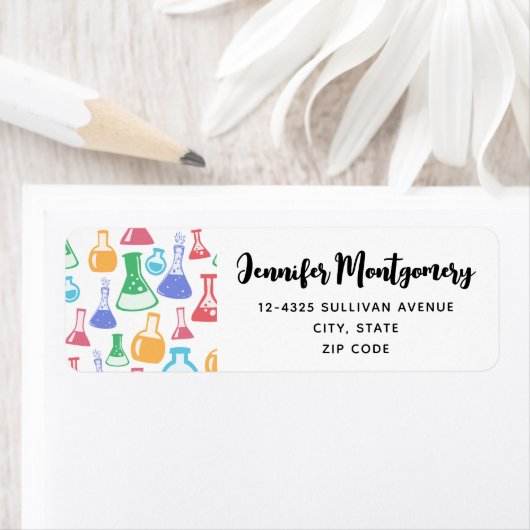 Beakers and Flask Fun Science Pattern Address (Insitu)