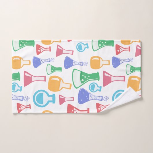 Beakers and Flask Fun Science Pattern Badhandtuch Set (Handtuch)