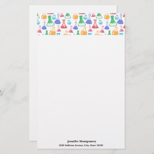 Beakers and Flask Fun Science Pattern Briefpapier (Vorne/Hinten)