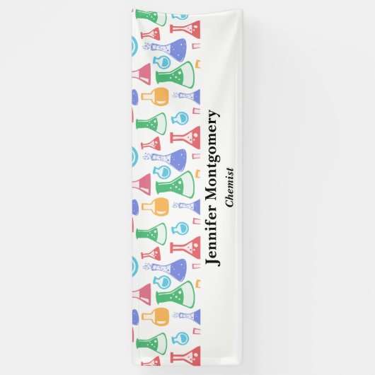 Beakers and Flask Fun Science Pattern Business Banner (Vertikal)