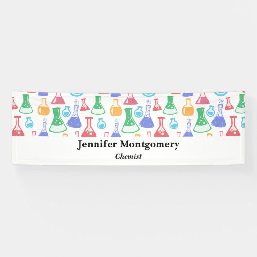 Beakers and Flask Fun Science Pattern Business Banner (Horizontal)