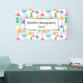 Beakers and Flask Fun Science Pattern Business Banner (Messeveranstaltung)