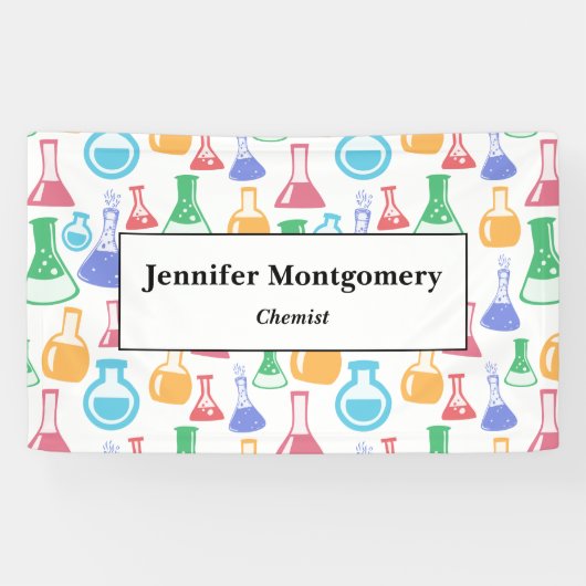 Beakers and Flask Fun Science Pattern Business Banner (Horizontal)