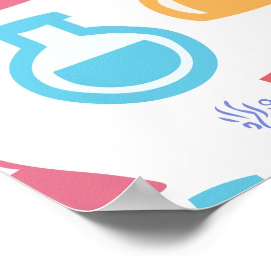 Beakers and Flask Fun Science Pattern Business Poster (Ecke)