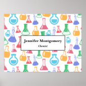 Beakers and Flask Fun Science Pattern Business Poster (Vorne)