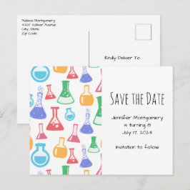 Beakers and Flask Fun Science Pattern Einladungspostkarte