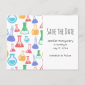 Beakers and Flask Fun Science Pattern Einladungspostkarte (Vorderseite)