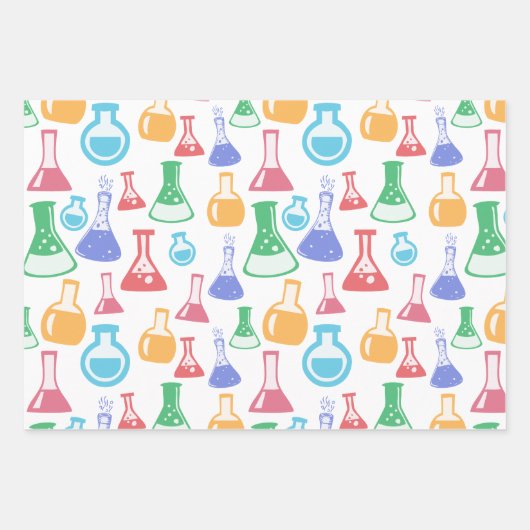 Beakers and Flask Fun Science Pattern Geschenkpapier Set (Vorderseite)