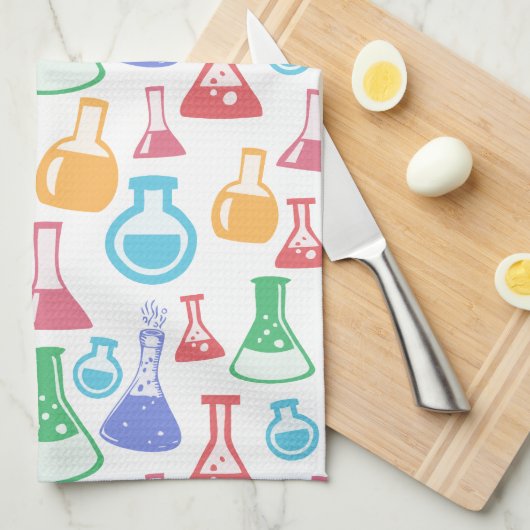 Beakers and Flask Fun Science Pattern Geschirrtuch (Viertel Falte)