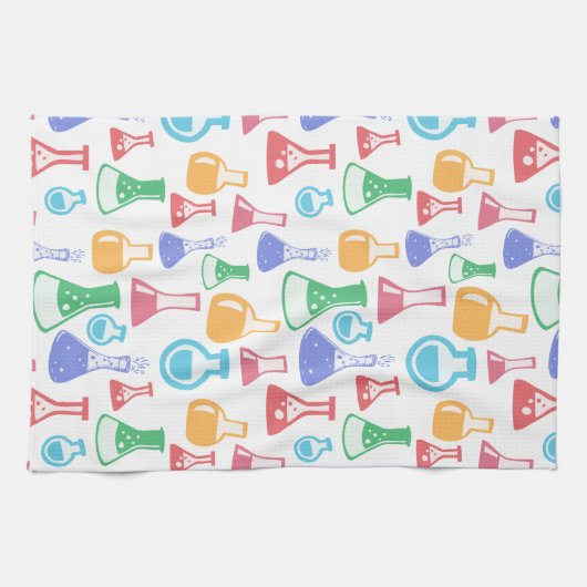 Beakers and Flask Fun Science Pattern Geschirrtuch (Horizontal)