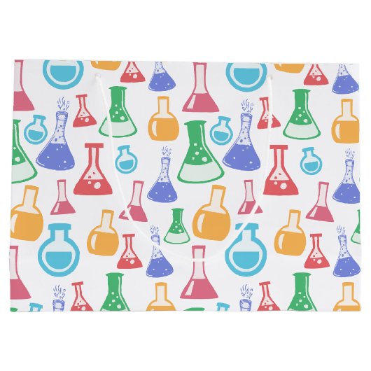 Beakers and Flask Fun Science Pattern Große Geschenktüte (Rückseite)