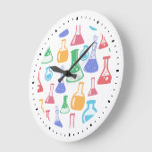 Beakers and Flask Fun Science Pattern Große Wanduhr (Winkel)
