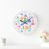 Beakers and Flask Fun Science Pattern Große Wanduhr (Zuhause)