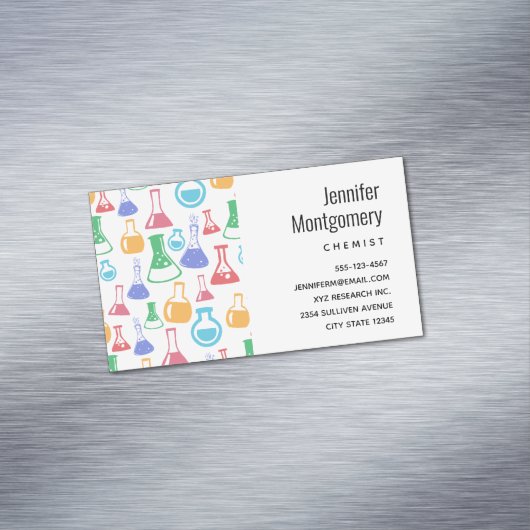 Beakers and Flask Fun Science Pattern Magnetische Visitenkarte (Beispiel)