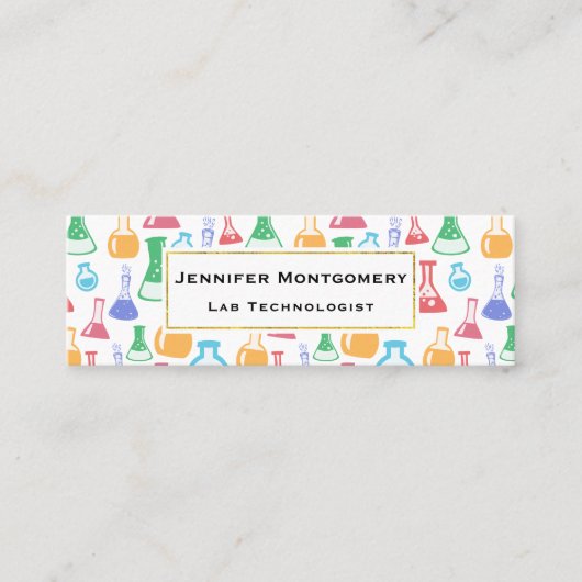 Beakers and Flask Fun Science Pattern Mini Visitenkarte (Vorderseite)