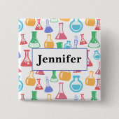 Beakers and Flask Fun Science Pattern mit einem Na Button (Vorderseite)