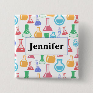 Beakers and Flask Fun Science Pattern mit einem Na Button