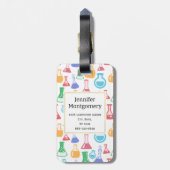 Beakers and Flask Fun Science Pattern Monogram Gepäckanhänger (Rückseite vertikal)